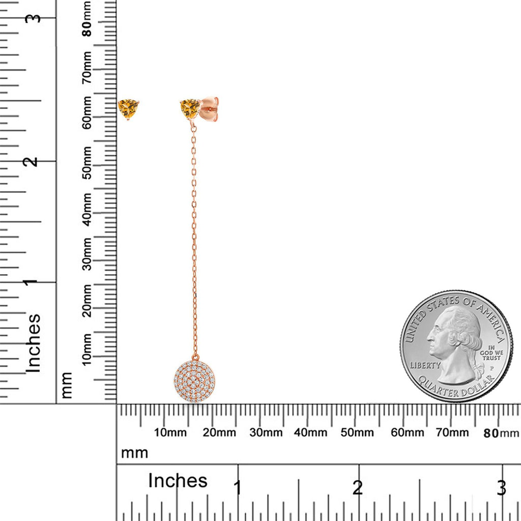 Yellow and White_Earrings in 925 Rose Gold Plated Silver