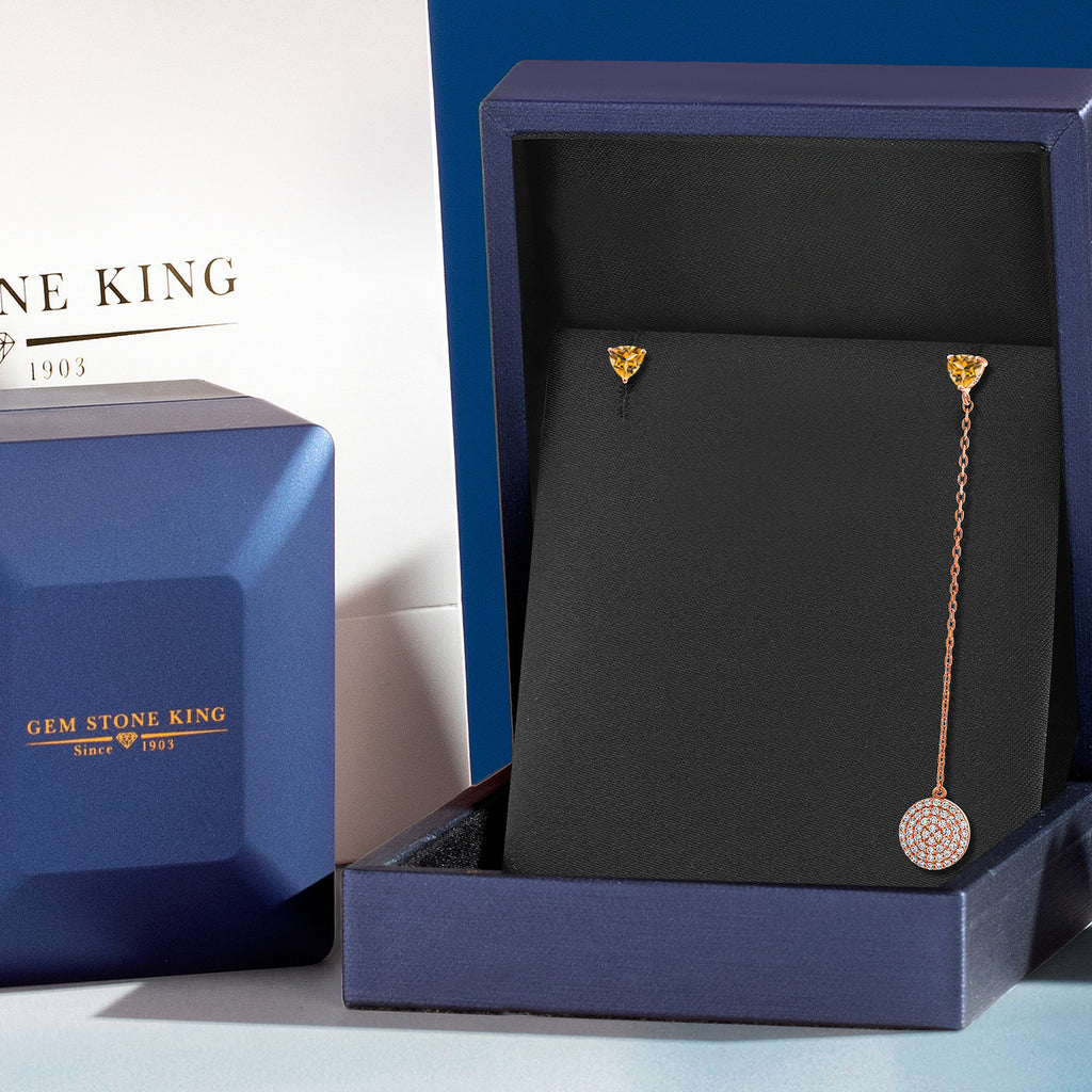 Yellow and White_Earrings in 925 Rose Gold Plated Silver