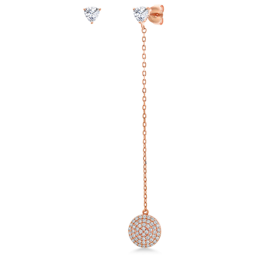 White Moissanite - April_Earrings in 925 Rose Gold Plated Silver