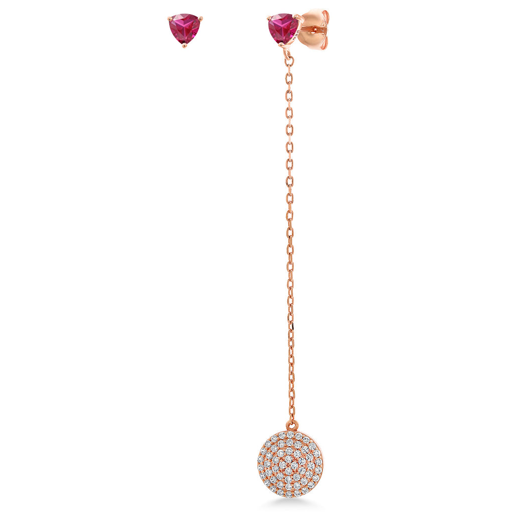 Created Ruby - July_Earrings in 925 Rose Gold Plated Silver