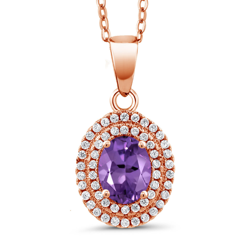 Amethyst - February_Pendant in 925 Rose Gold Plated Silver