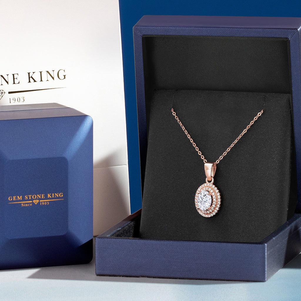 Moissanite and Zirconia_Pendant in 925 Rose Gold Plated Silver