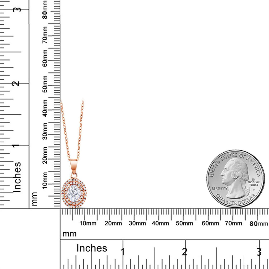 Moissanite and Zirconia_Pendant in 925 Rose Gold Plated Silver