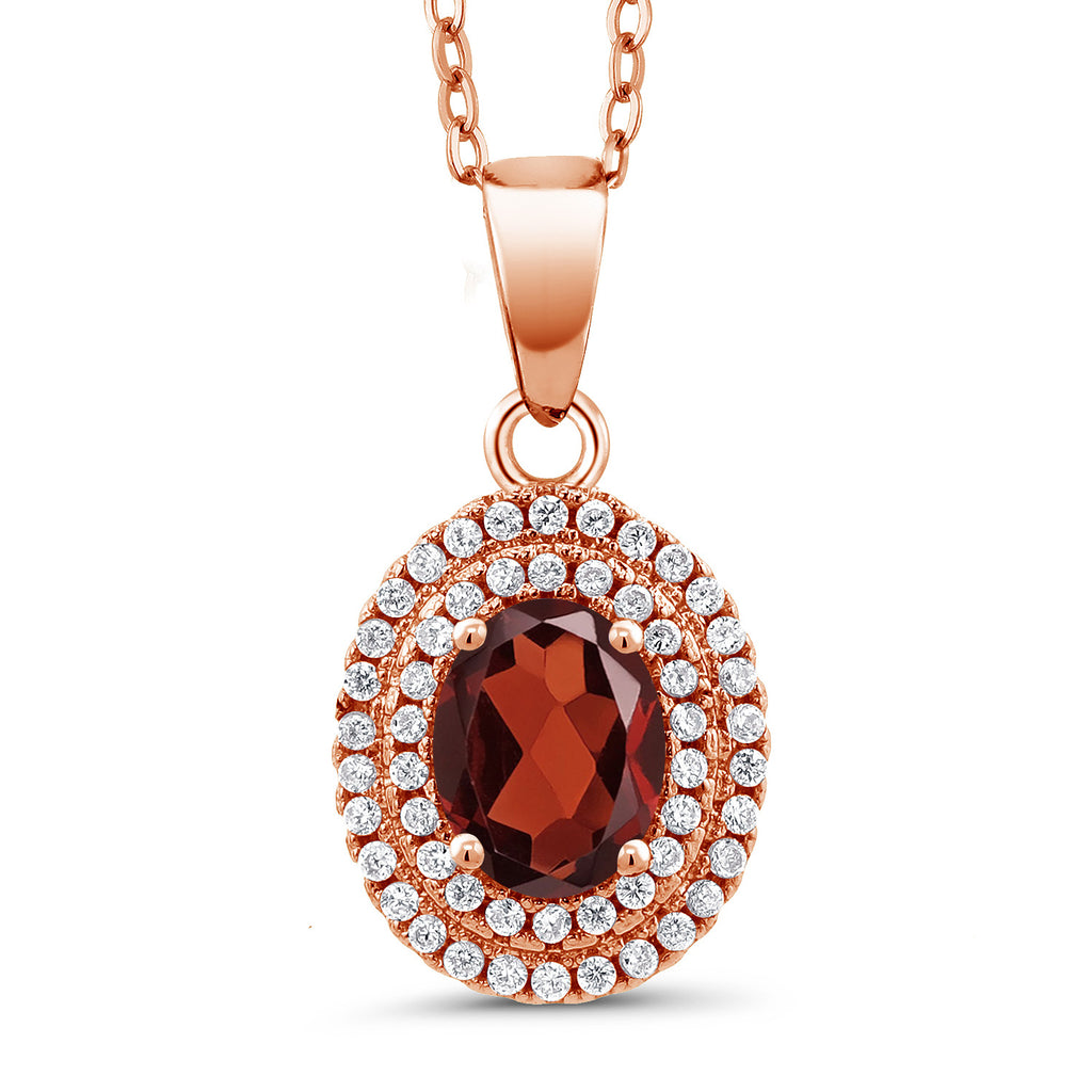 Garnet - January_Pendant in 925 Rose Gold Plated Silver
