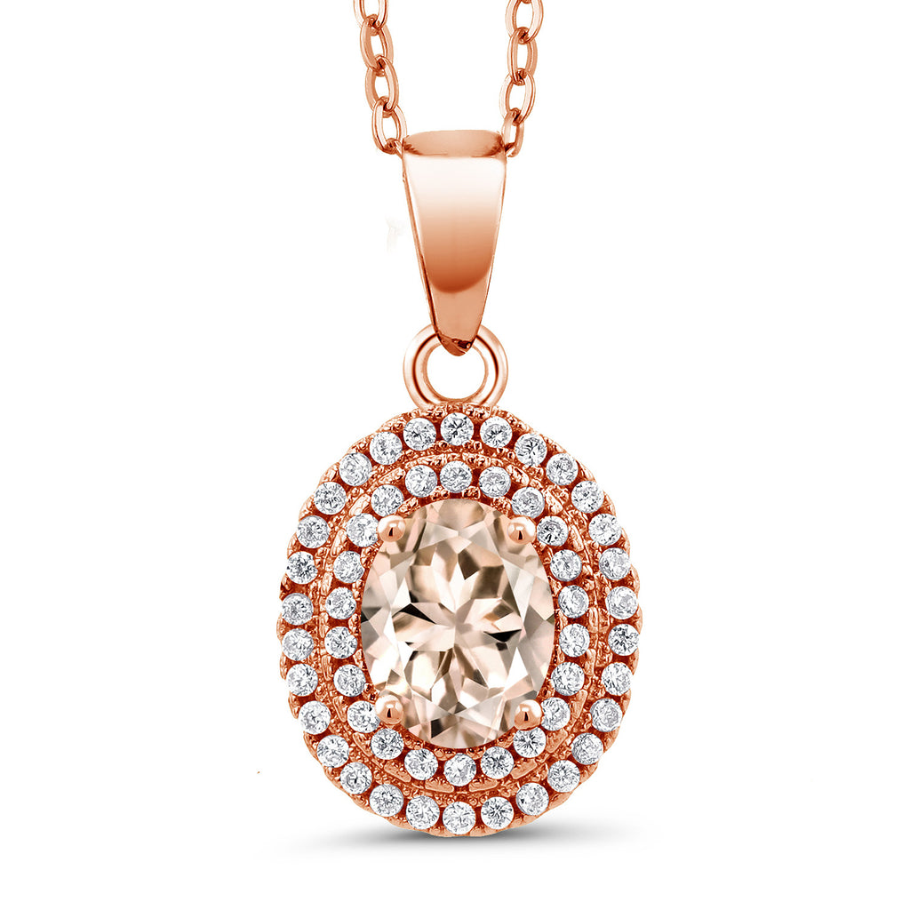 Morganite - October_Pendant in 925 Rose Gold Plated Silver