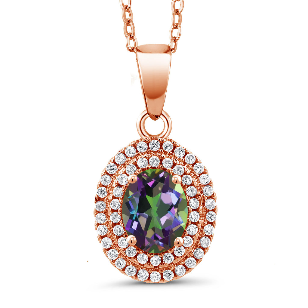 Green Mystic Topaz_Pendant in 925 Rose Gold Plated Silver