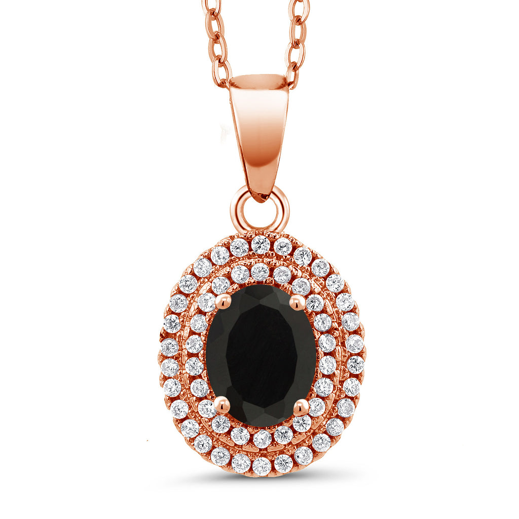 Onyx - December_Pendant in 925 Rose Gold Plated Silver