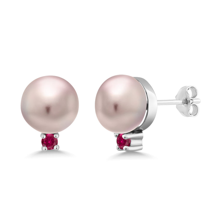 Created Ruby - July_Earrings in 925 Sterling Silver