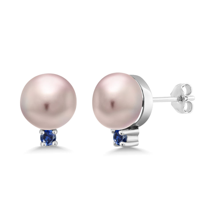 Blue Created Sapphire - September_Earrings in 925 Sterling Silver
