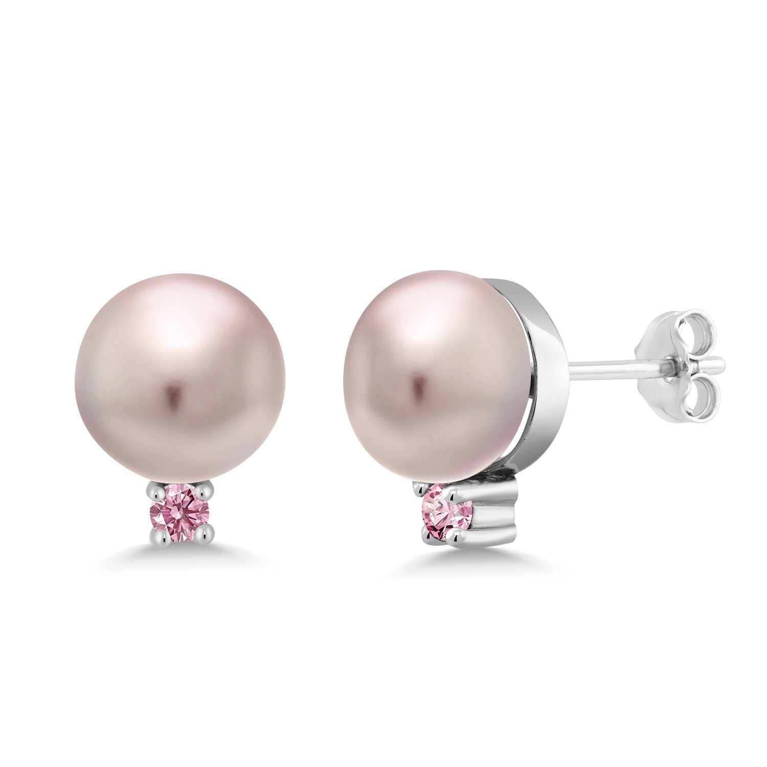 Pink Lab Grown Diamond - April_Earrings in 925 Sterling Silver