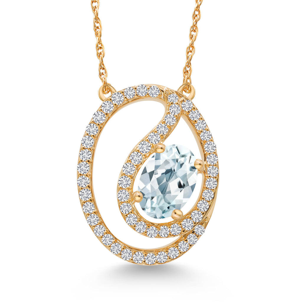 Aquamarine - March_Pendant in 10K Yellow Gold