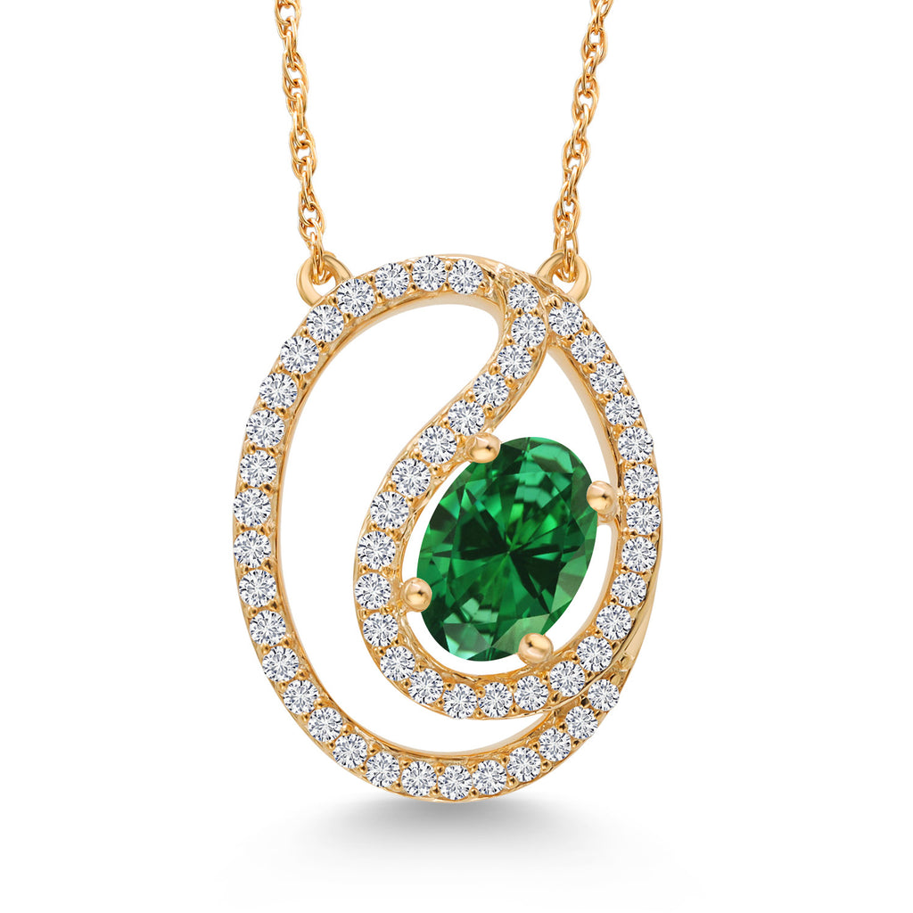 Created Emerald - May_Pendant in 10K Yellow Gold