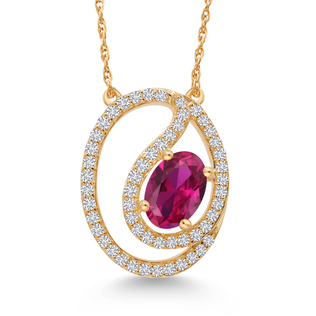 Created Ruby - July_Pendant in 10K Yellow Gold