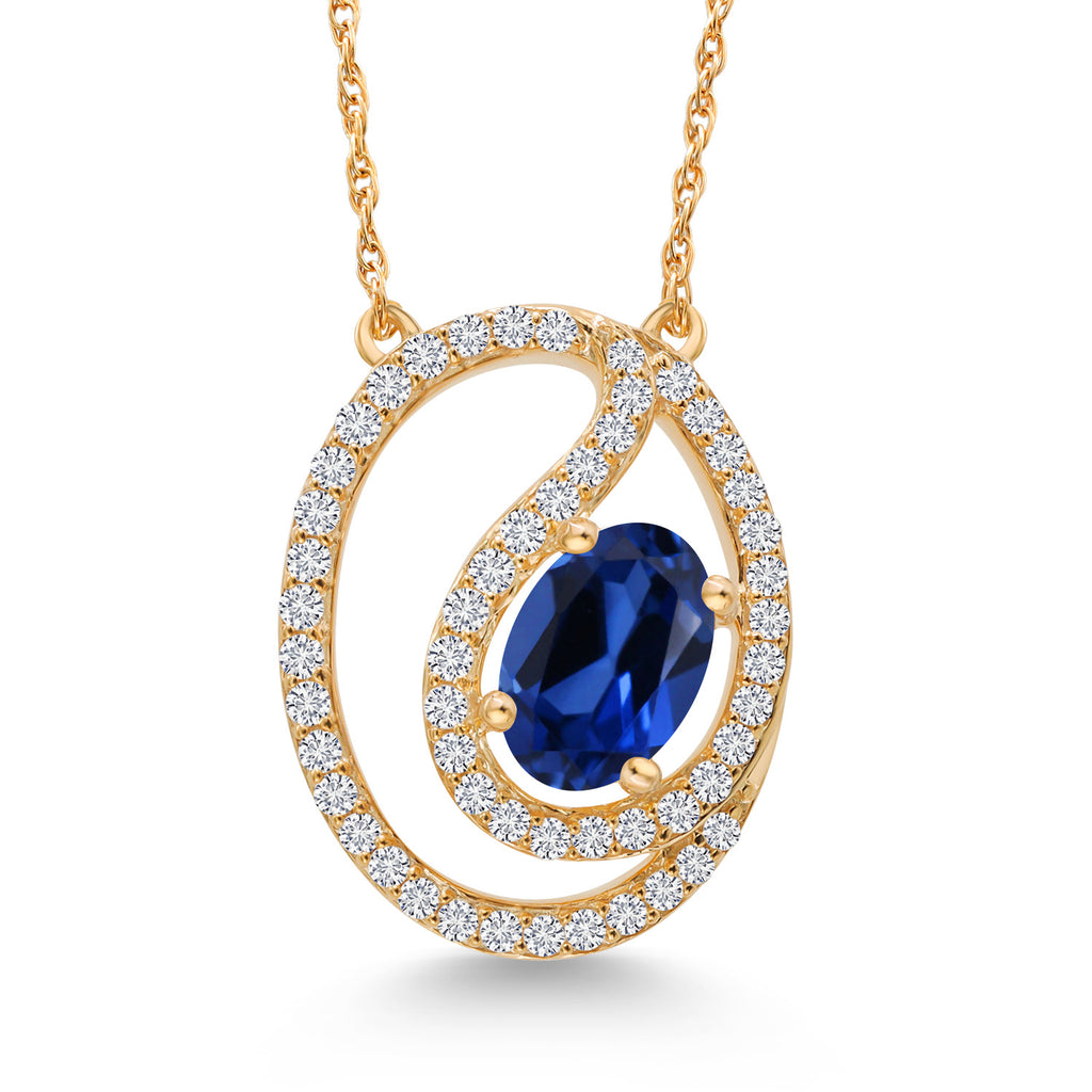 Created Sapphire - September_Pendant in 10K Yellow Gold