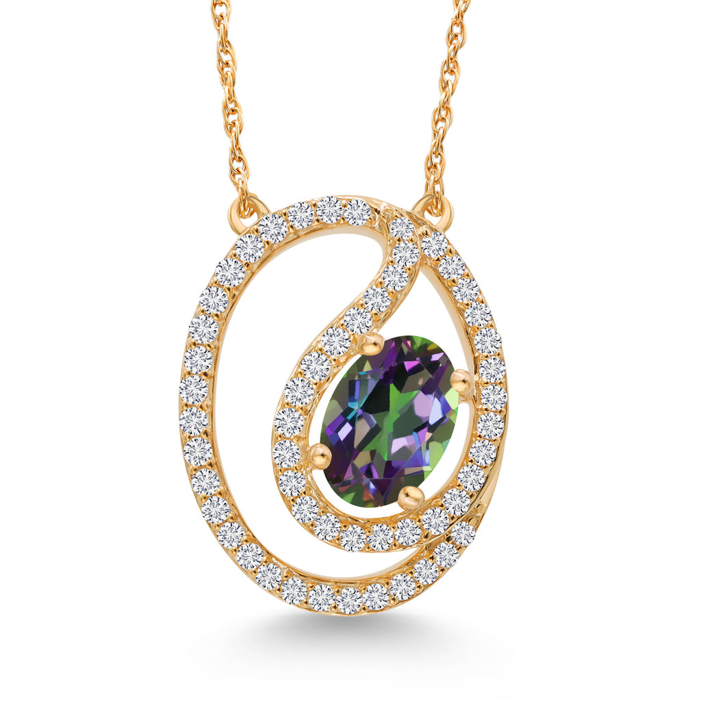Green Mystic Topaz_Pendant in 10K Yellow Gold