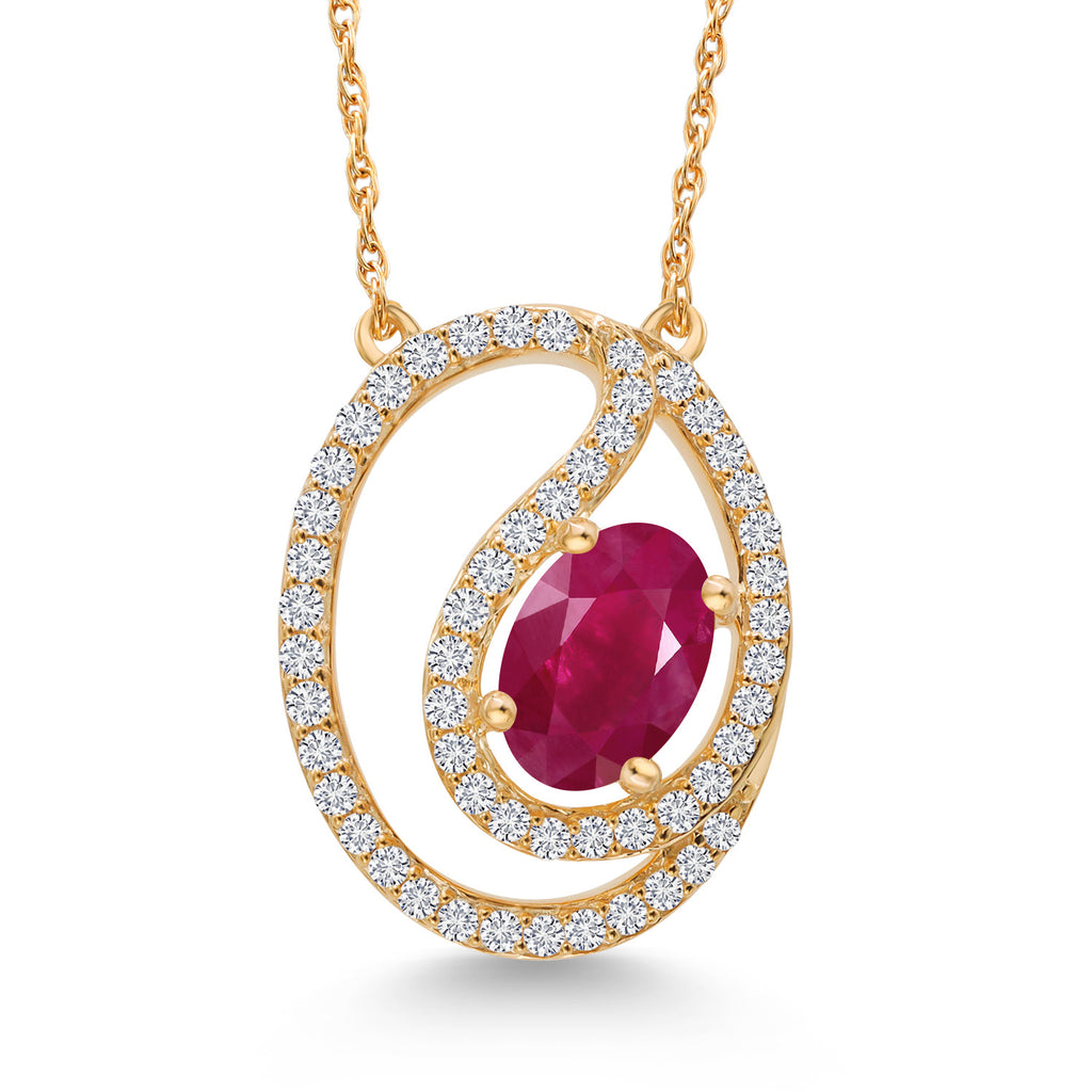 Ruby - July_Pendant in 10K Yellow Gold