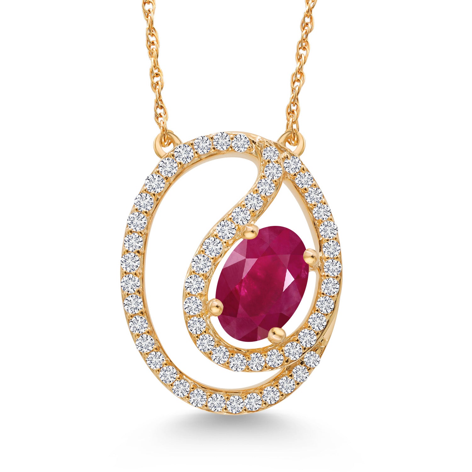 Ruby - July_Pendant in 10K Yellow Gold