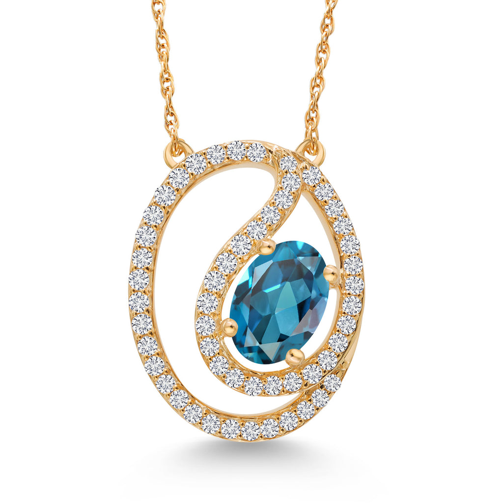 London Blue Topaz - November_Pendant in 10K Yellow Gold
