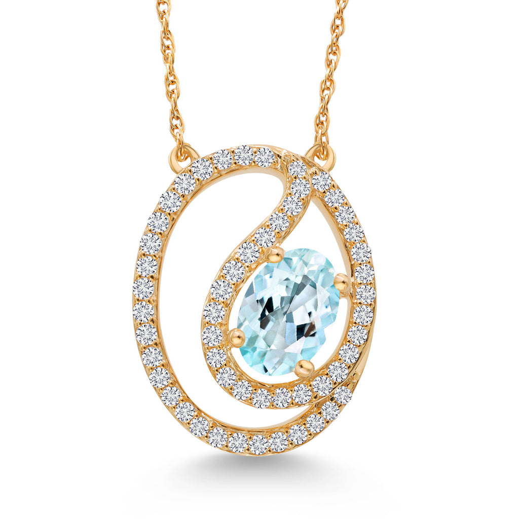 Sky Blue Topaz - October_Pendant in 10K Yellow Gold