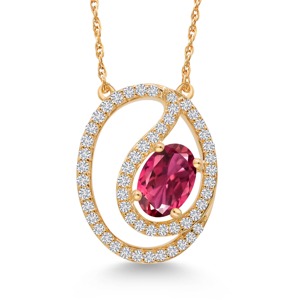 Pink Tourmaline - October_Pendant in 10K Yellow Gold