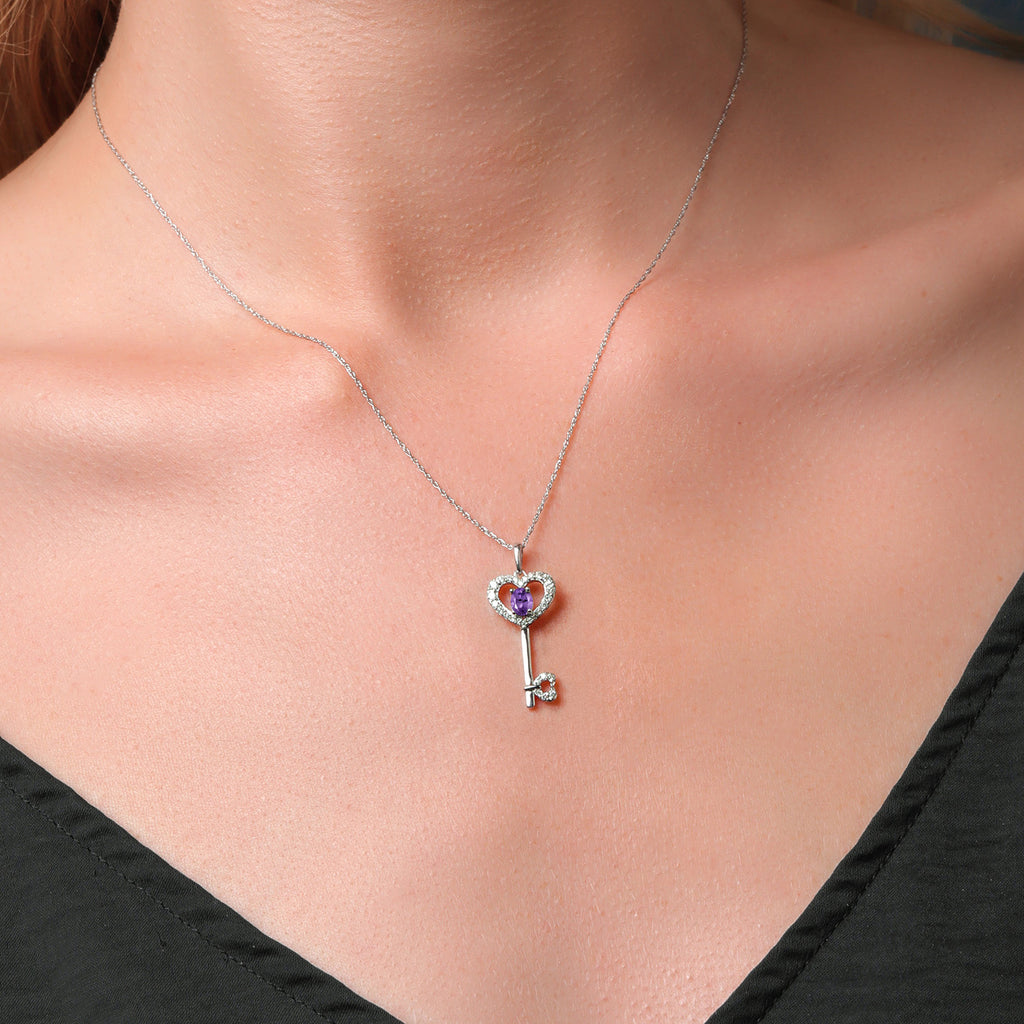 Amethyst - February_Pendant in 10K White Gold
