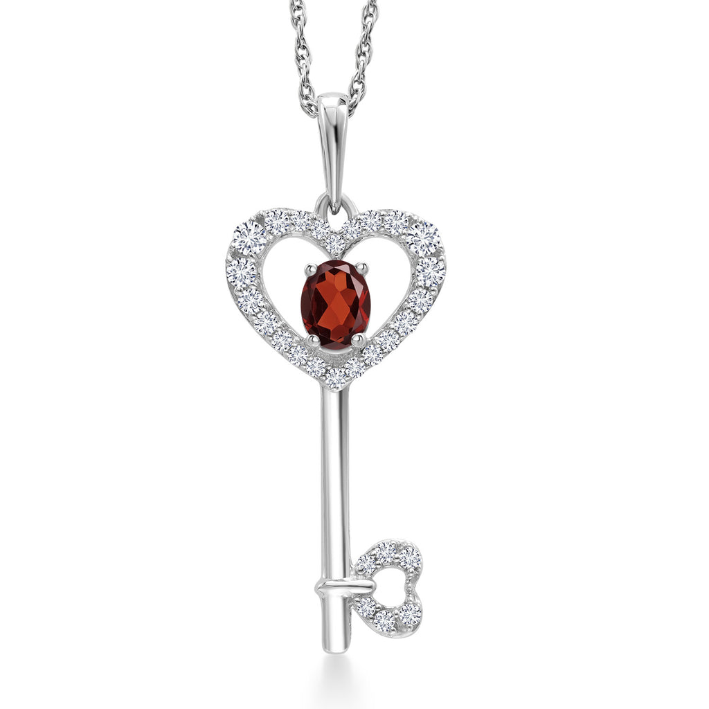 Garnet - January_Pendant in 10K White Gold