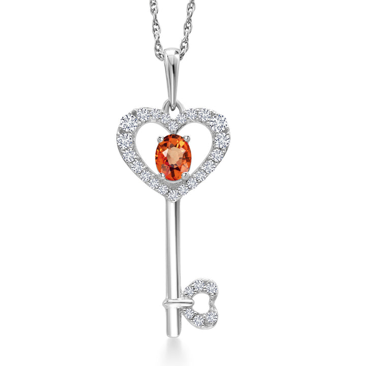 Orange Sapphire - September_Pendant in 10K White Gold