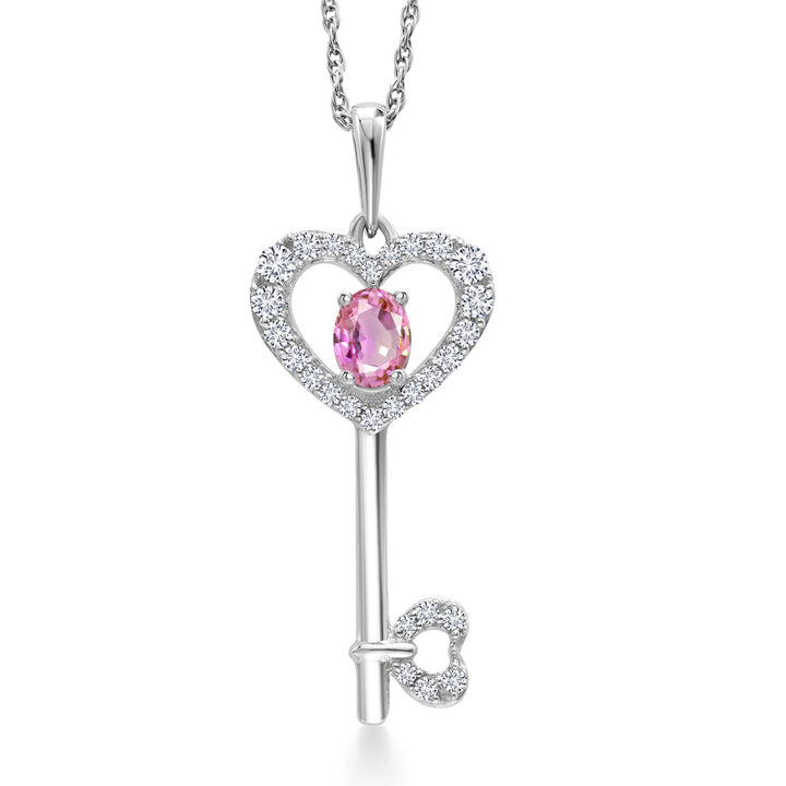 Pink Sapphire - September_Pendant in 10K White Gold