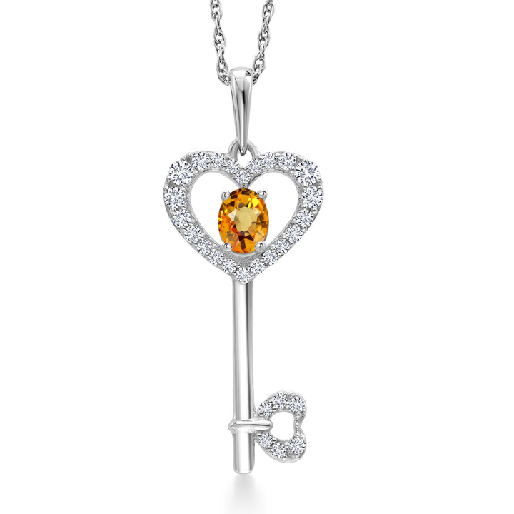 Yellow Sapphire - September_Pendant in 10K White Gold