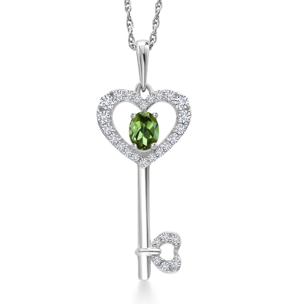 Green Tourmaline - October_Pendant in 10K White Gold