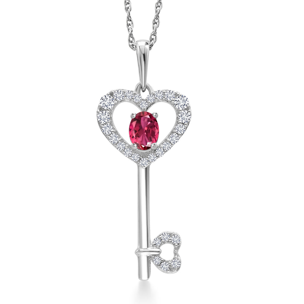 Pink Tourmaline - October_Pendant in 10K White Gold