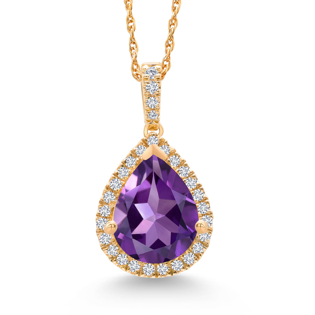 Amethyst - February_Pendant in 10K Yellow Gold