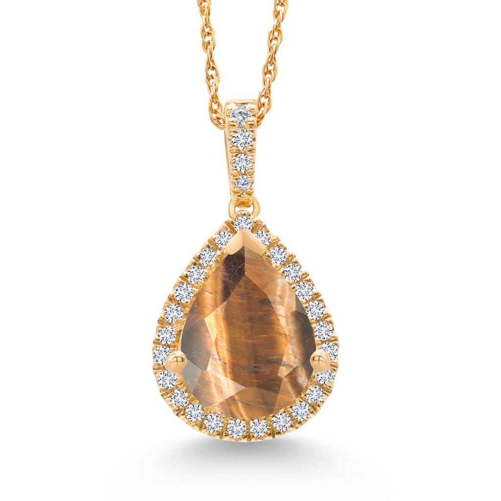 Brown Tiger Eye_Pendant in 10K Yellow Gold