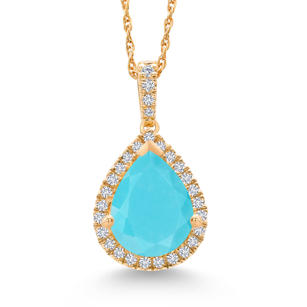 Turquoise_Pendant in 10K Yellow Gold