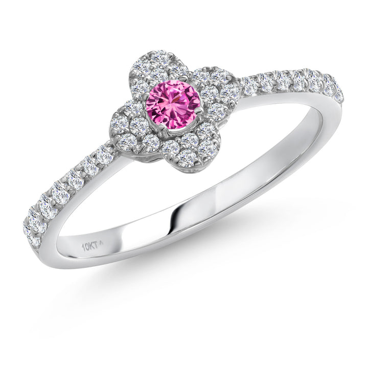 Pink Created Sapphire - September_9_Ring in 10K White Gold