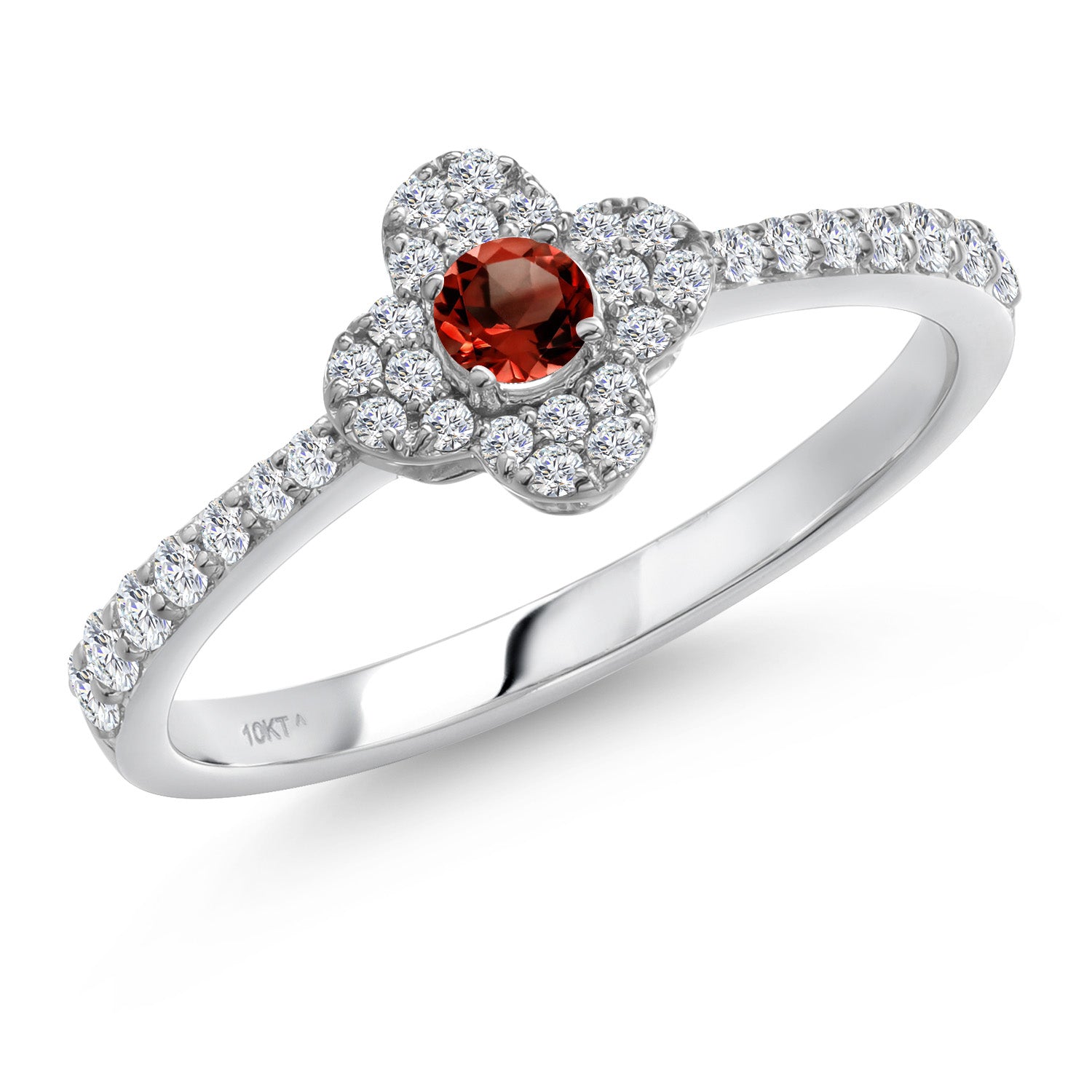 Garnet - January_8_Ring in 10K White Gold