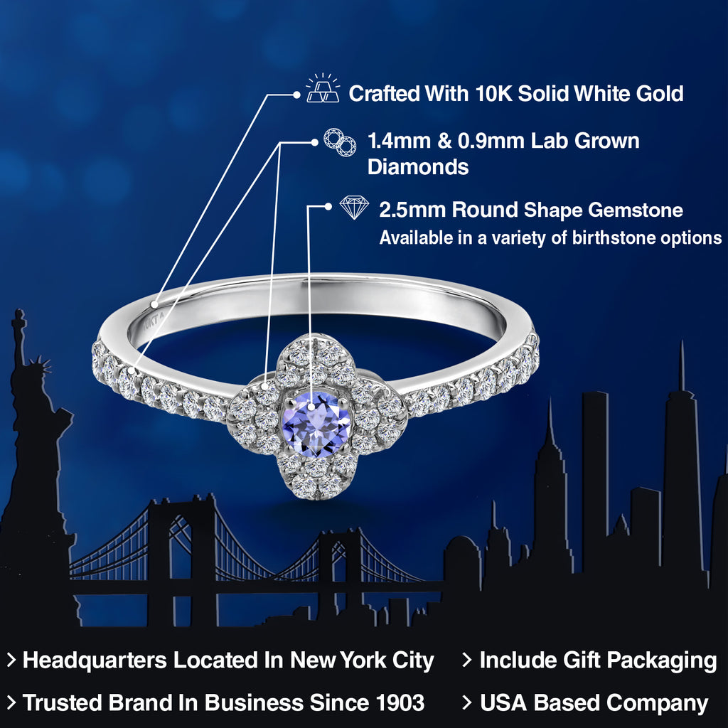 Tanzanite and Lab Grown Diamond_9_Ring in 10K White Gold