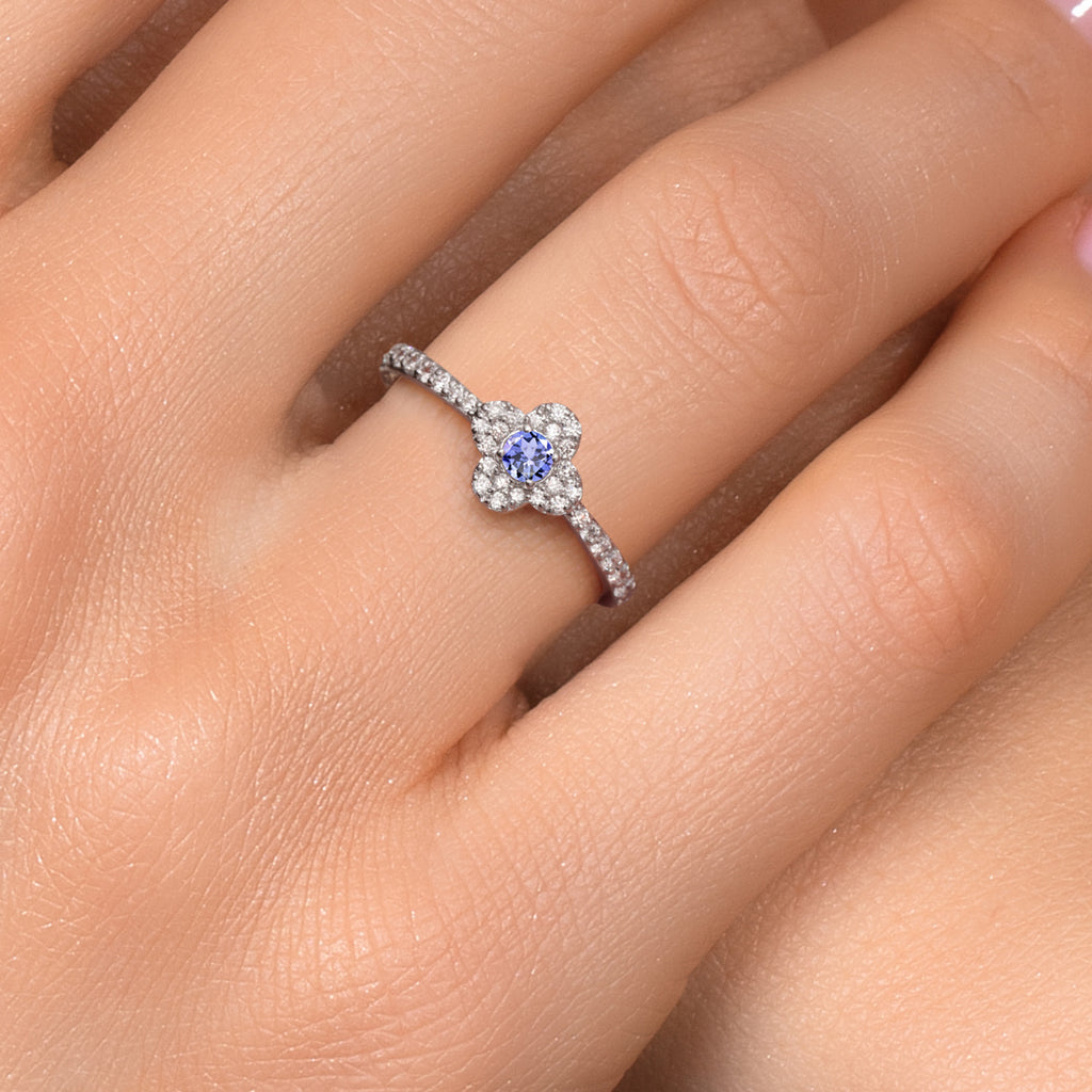 Tanzanite and Lab Grown Diamond_9_Ring in 10K White Gold