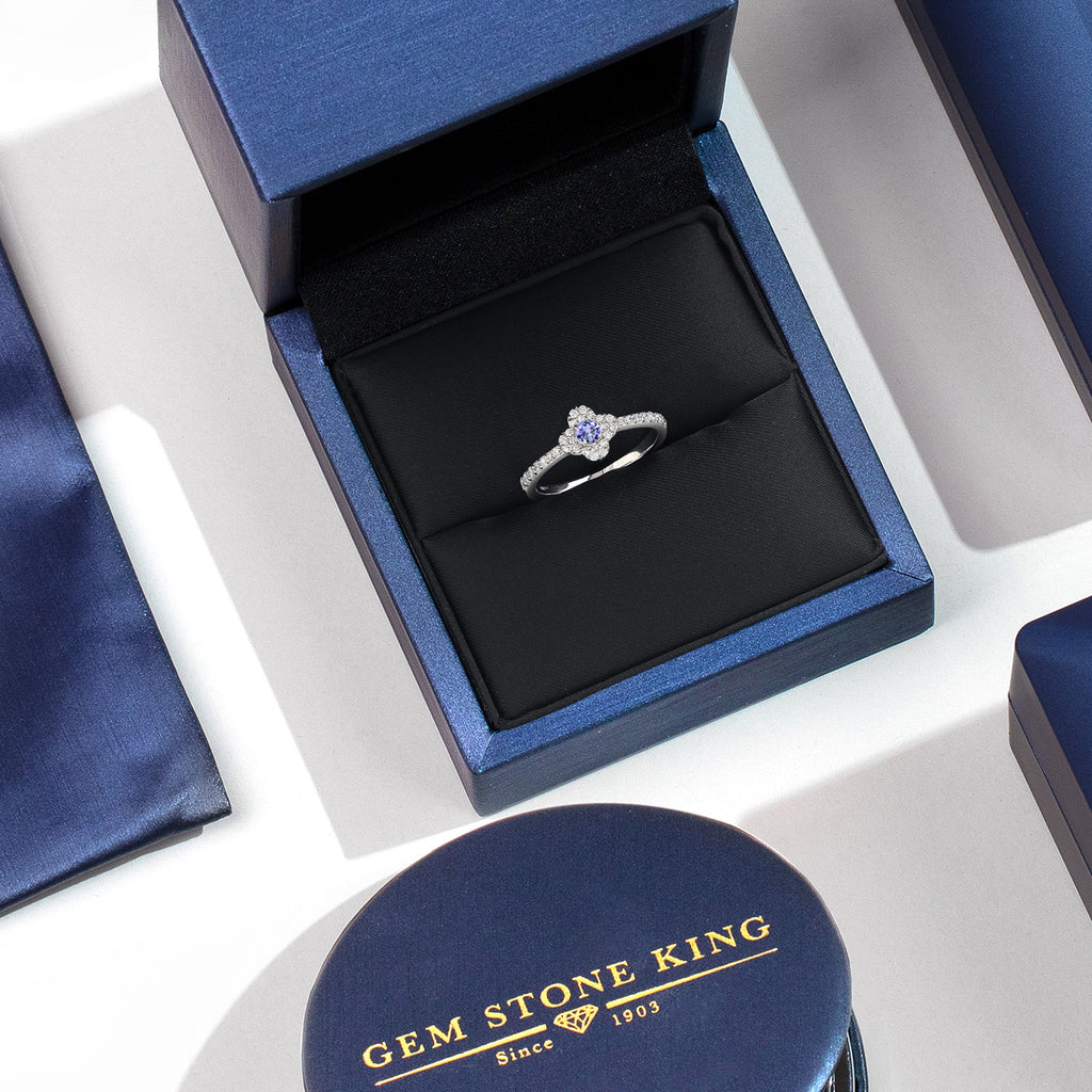Tanzanite and Lab Grown Diamond_9_Ring in 10K White Gold