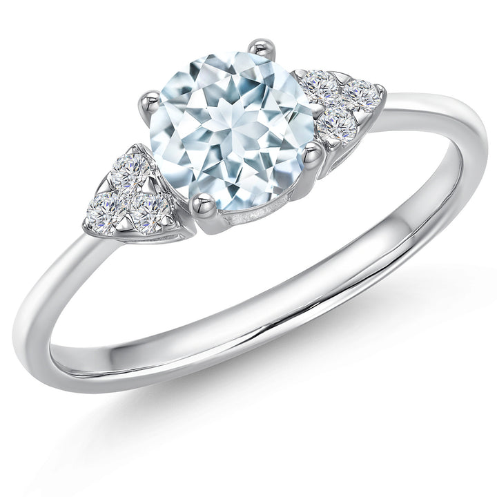 Aquamarine - March_5_Ring in 14K White Gold