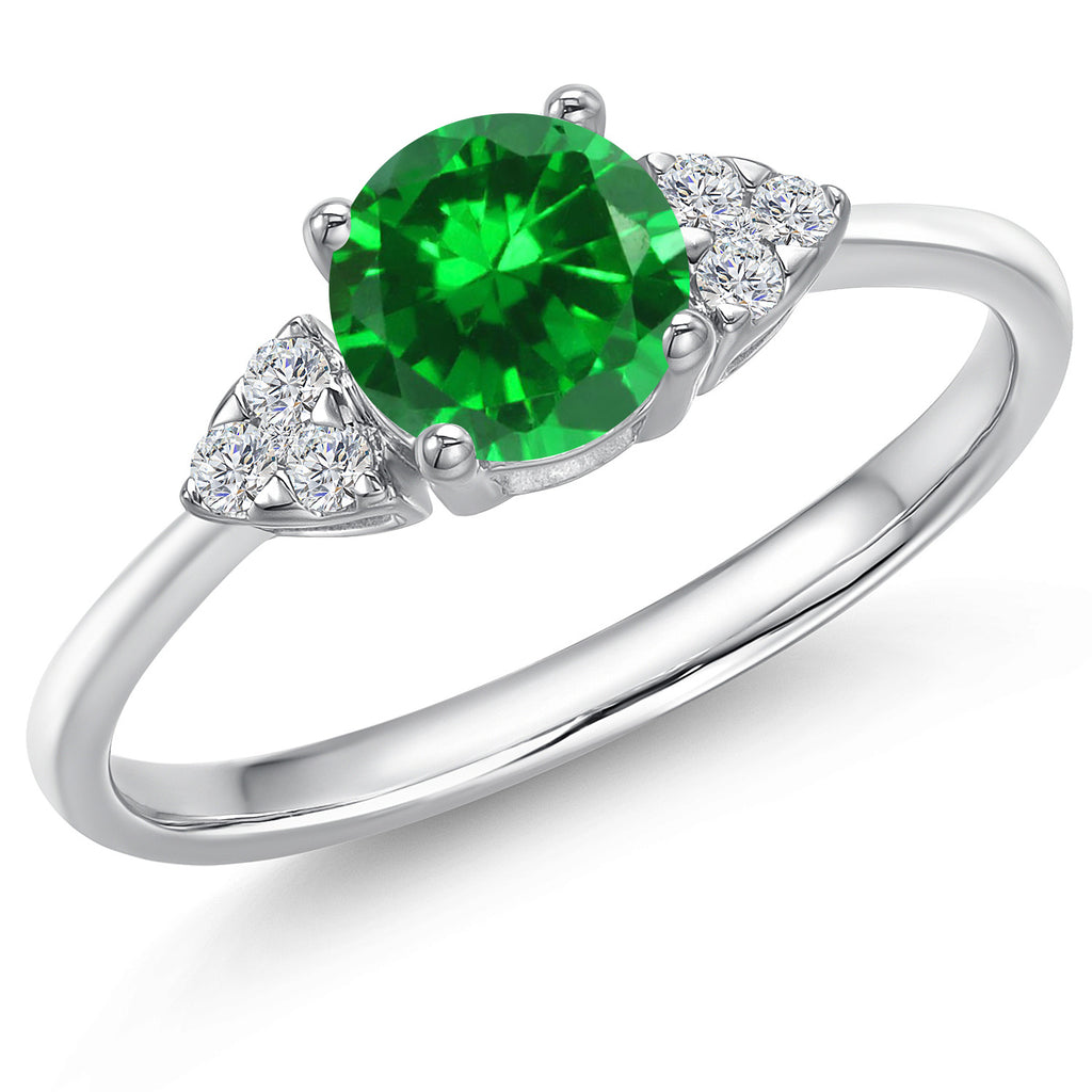 Green Created Emerald - May_5_Ring in 14K White Gold