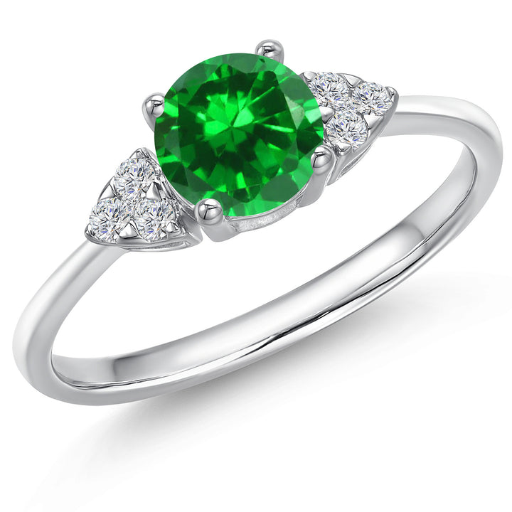 Green Created Emerald - May_9_Ring in 14K White Gold