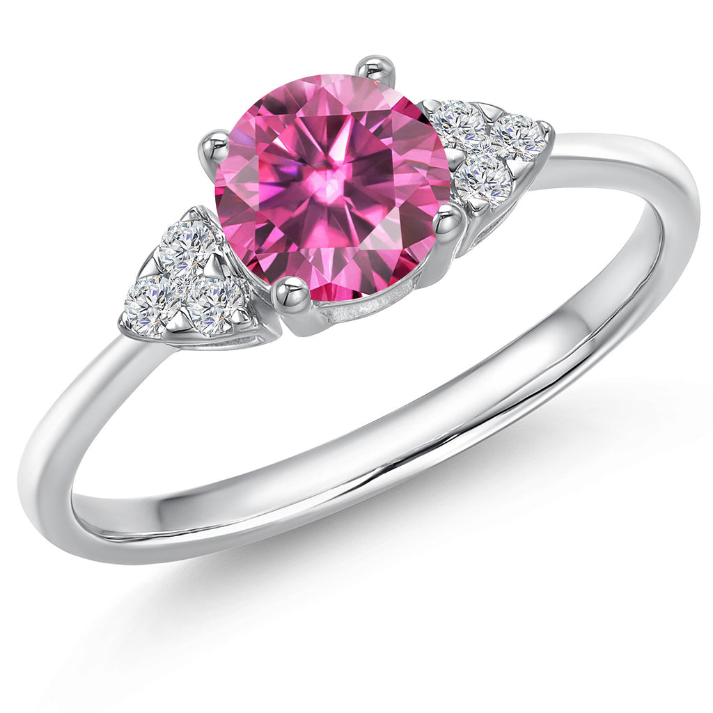 Pink Moissanite - April_5_Ring in 14K White Gold