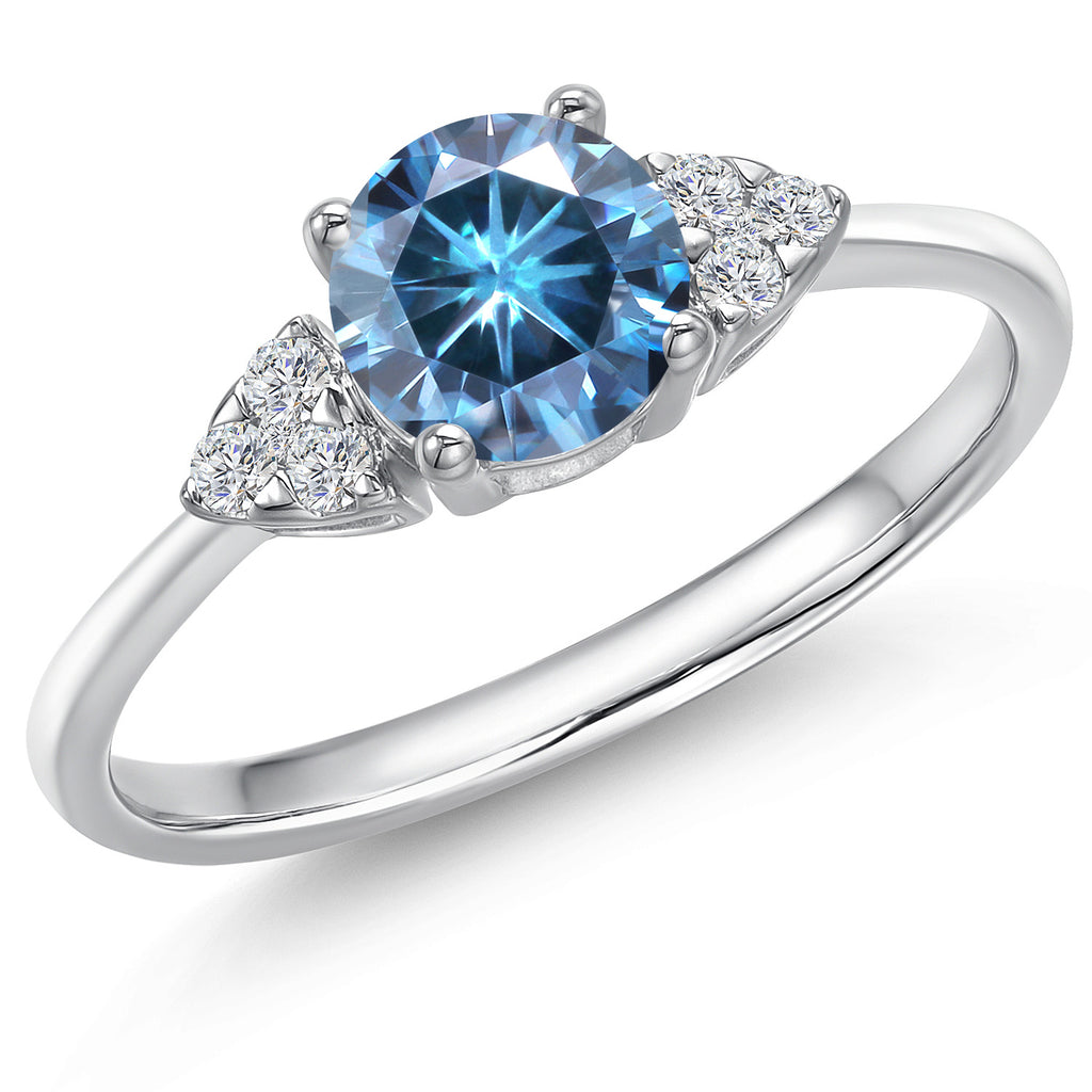 Persian Blue Moissanite - April_9_Ring in 14K White Gold