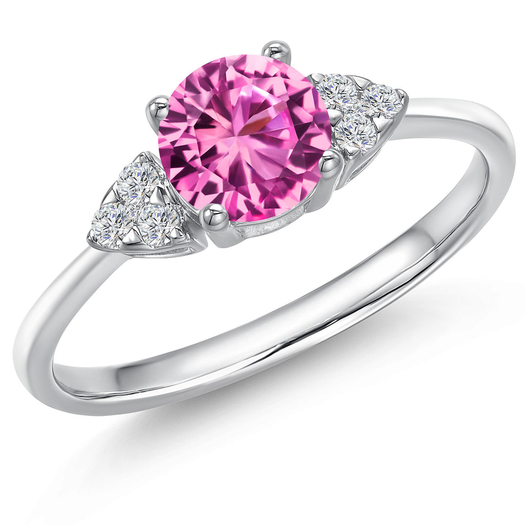 Pink Created Sapphire - September_7_Ring in 14K White Gold