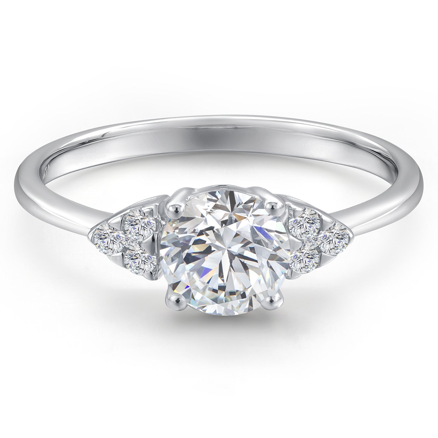 14K White Gold E - F Lab Grown Diamond Engagement Ring For Women | 0.86 Cttw | Round 6MM | Gemstone April Birthstone | Available in Size 5,6,7,8,9