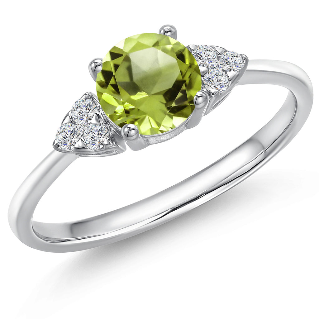 Peridot - August_8_Ring in 14K White Gold