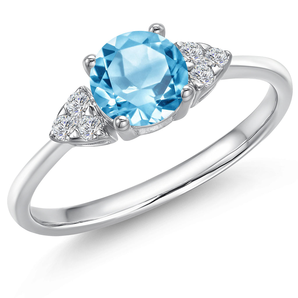 Swiss Blue Topaz - November_5_Ring in 14K White Gold