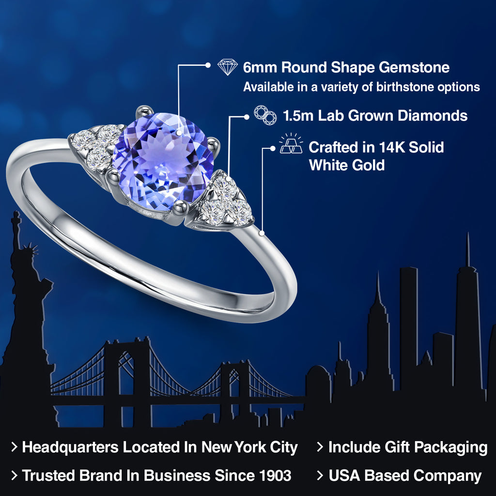 Tanzanite and Lab Grown Diamond_8_Ring in 14K White Gold
