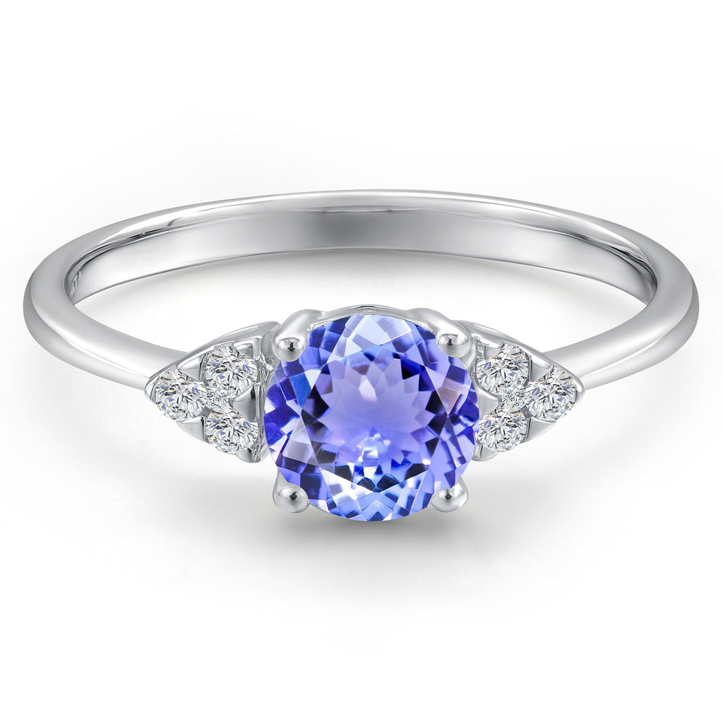 Tanzanite and Lab Grown Diamond_8_Ring in 14K White Gold